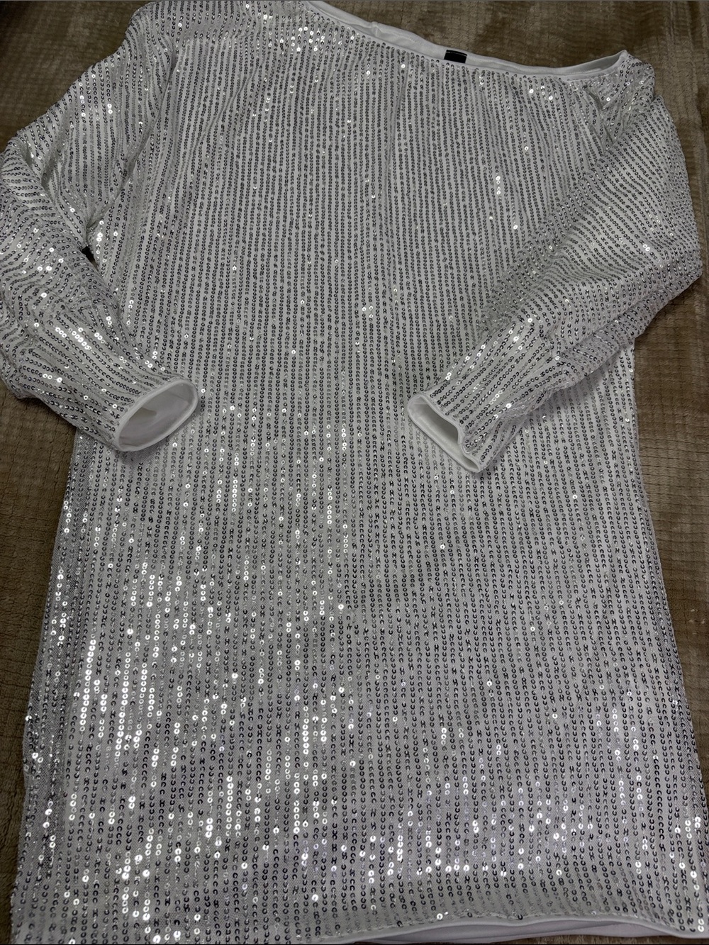SHEIN White Sequin Mini Dress